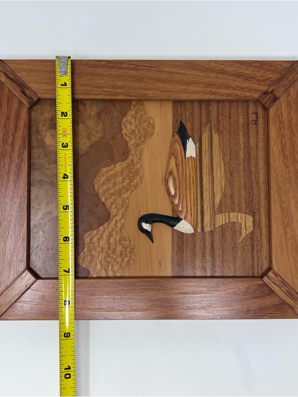 Vintage Robert Johnson Hand Crafted Wood Inlay Artwork Canada Goose Wall Art - Picture 7 of 7